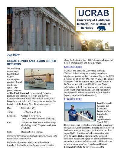 Page 1 of Fall 2023 Newsletter
